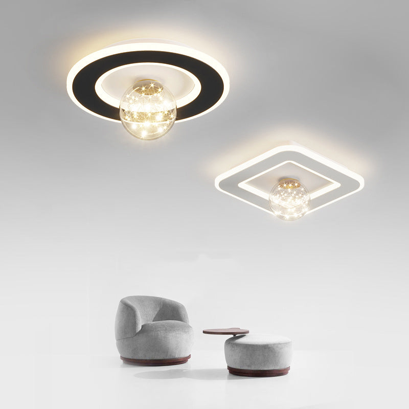 Modern Geometric Flush Light Fixture Metal 2 Light Flushmount Lighting