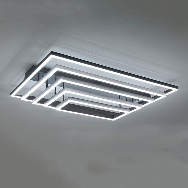 Contemporary Rectangle Flush Light Fixture Metal Flushmount Lighting for Living Room