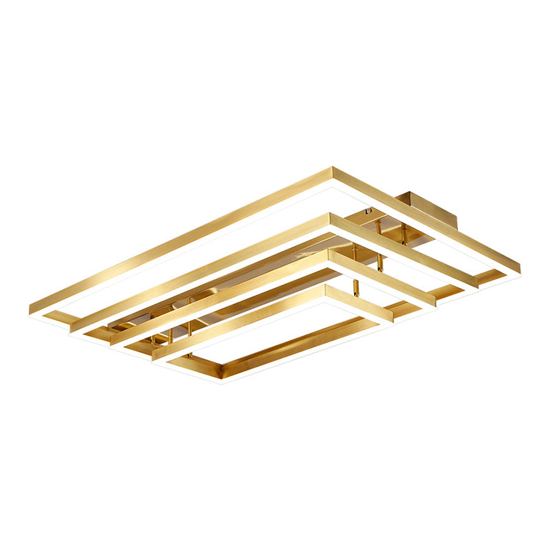 Contemporary Rectangle Flush Light Fixture Metal Flushmount Lighting for Living Room