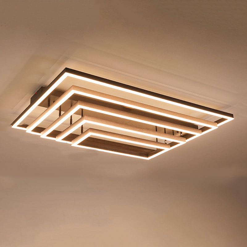 Contemporary Rectangle Flush Light Fixture Metal Flushmount Lighting for Living Room