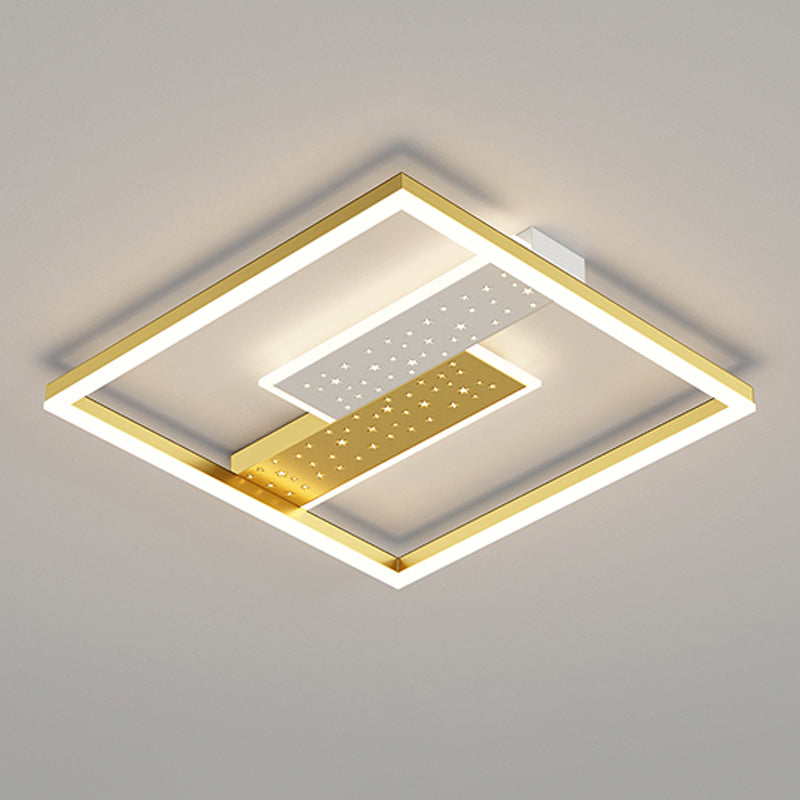 Contemporary Geometric Flush Light Fixture Metal Flushmount Lighting for Living Room