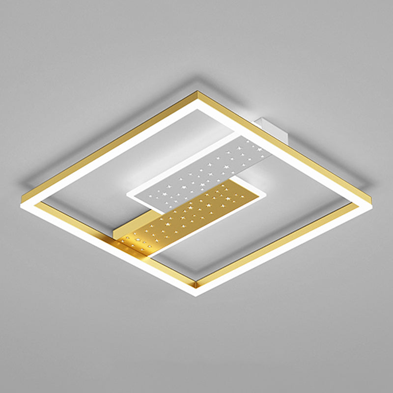 Contemporary Geometric Flush Light Fixture Metal Flushmount Lighting for Living Room