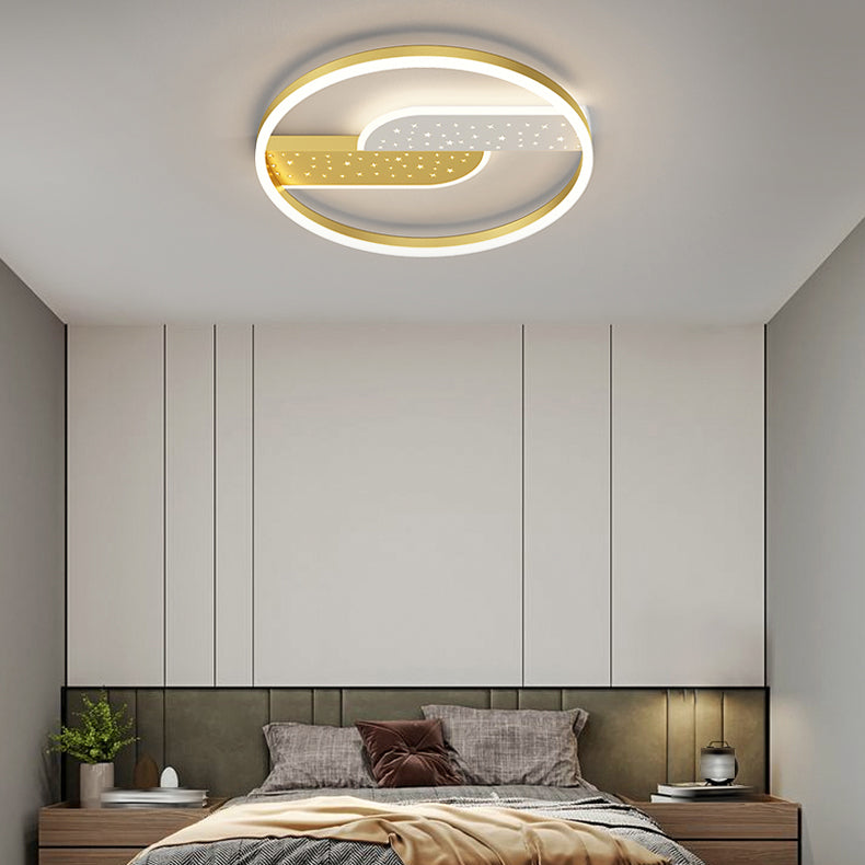 Contemporary Geometric Flush Light Fixture Metal Flushmount Lighting for Living Room