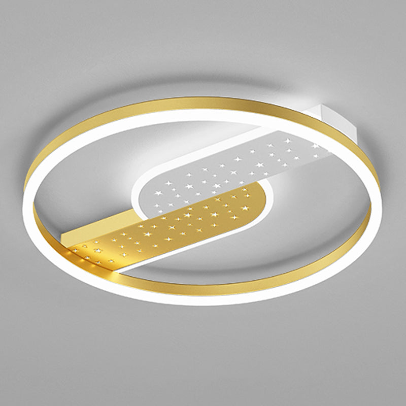 Contemporary Geometric Flush Light Fixture Metal Flushmount Lighting for Living Room