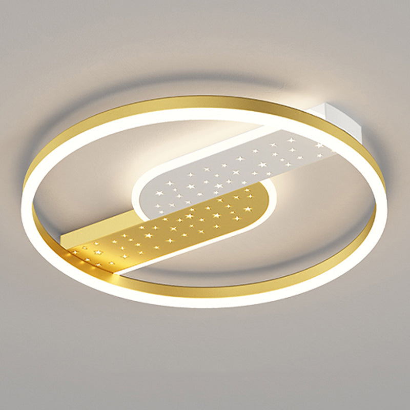 Contemporary Geometric Flush Light Fixture Metal Flushmount Lighting for Living Room