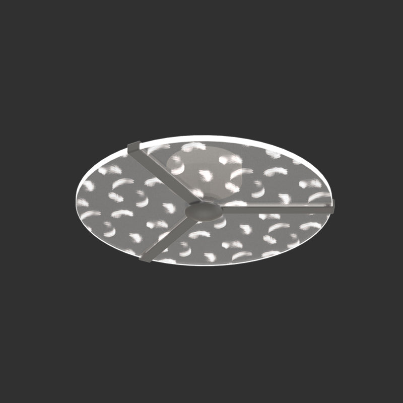 Round Shape LED Feather Ceiling Lamp Modern Aluminium 1 Light Flush Mount for Bedroom