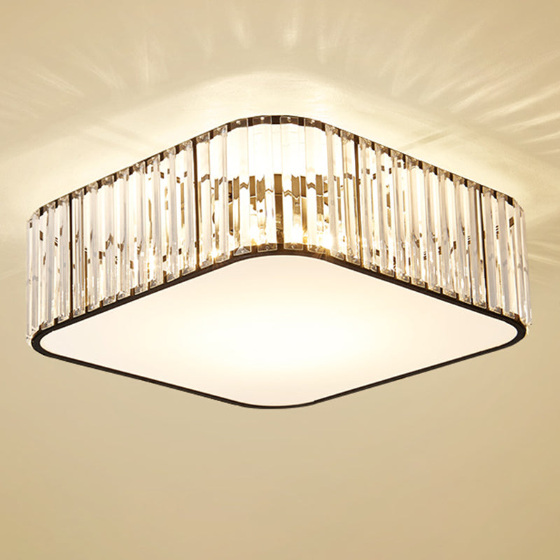 Geometry Shape Ceiling Lamp Modern Iron Flush Mount with Glass Lampshade for Bedroom