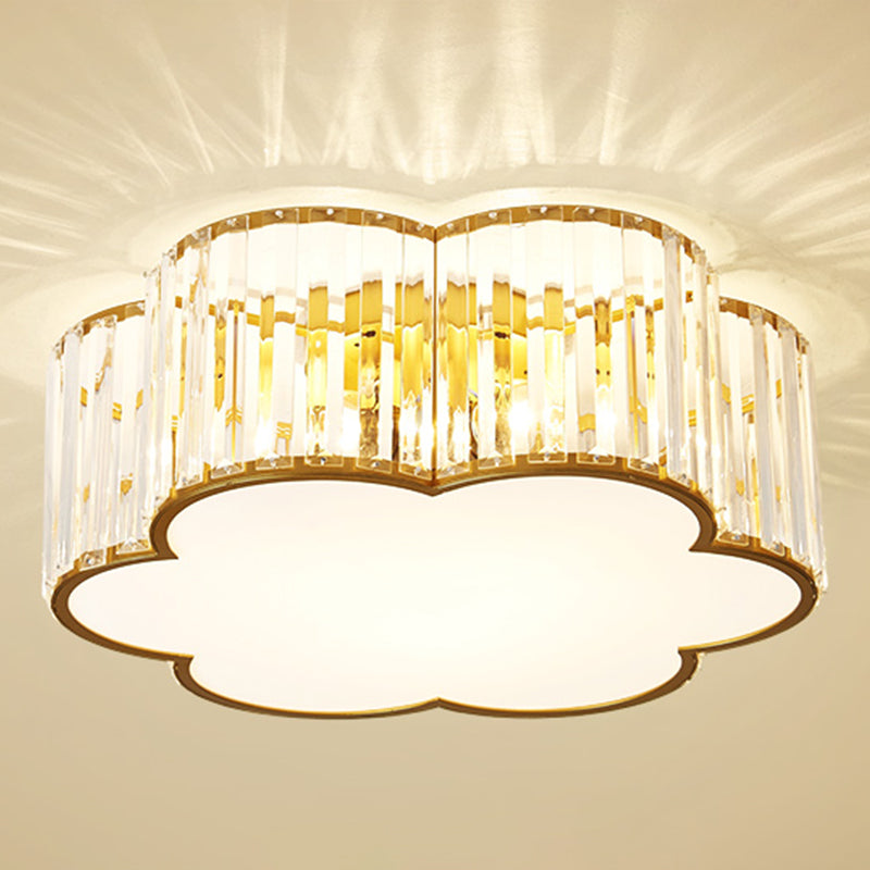 Geometry Shape Ceiling Lamp Modern Iron Flush Mount with Glass Lampshade for Bedroom