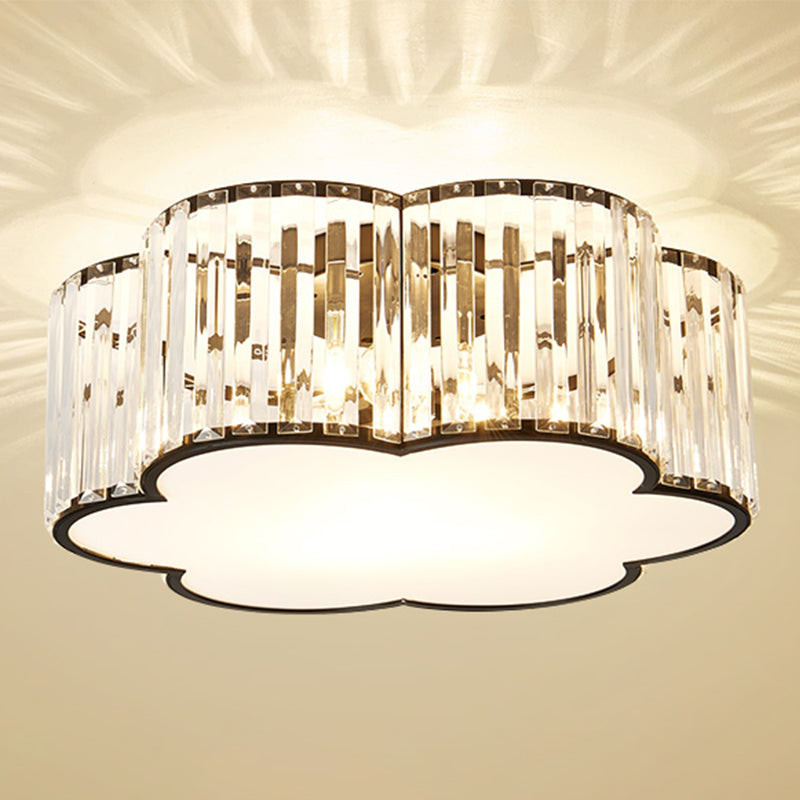 Geometry Shape Ceiling Lamp Modern Iron Flush Mount with Glass Lampshade for Bedroom