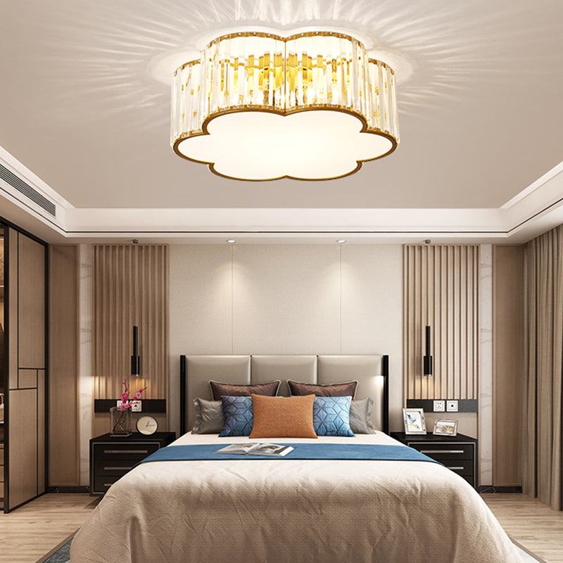 Geometry Shape Ceiling Lamp Modern Iron Flush Mount with Glass Lampshade for Bedroom