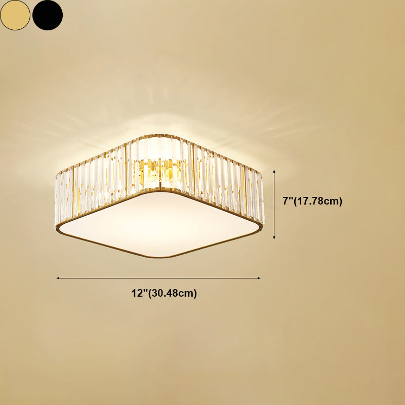 Geometry Shape Ceiling Lamp Modern Iron Flush Mount with Glass Lampshade for Bedroom