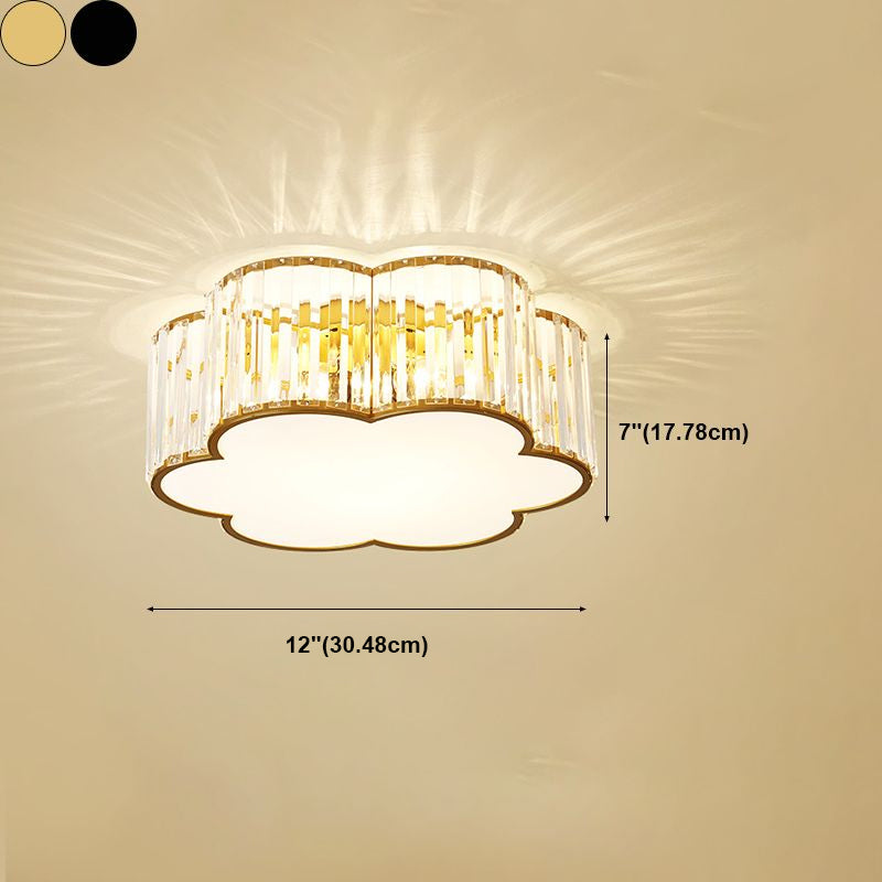 Geometry Shape Ceiling Lamp Modern Iron Flush Mount with Glass Lampshade for Bedroom
