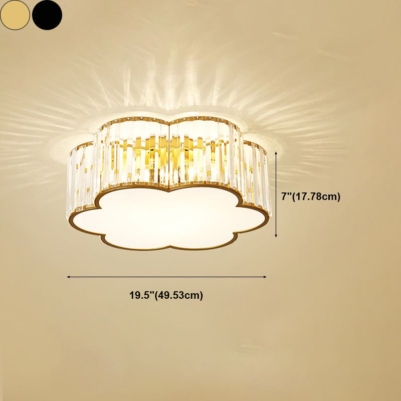 Geometry Shape Ceiling Lamp Modern Iron Flush Mount with Glass Lampshade for Bedroom