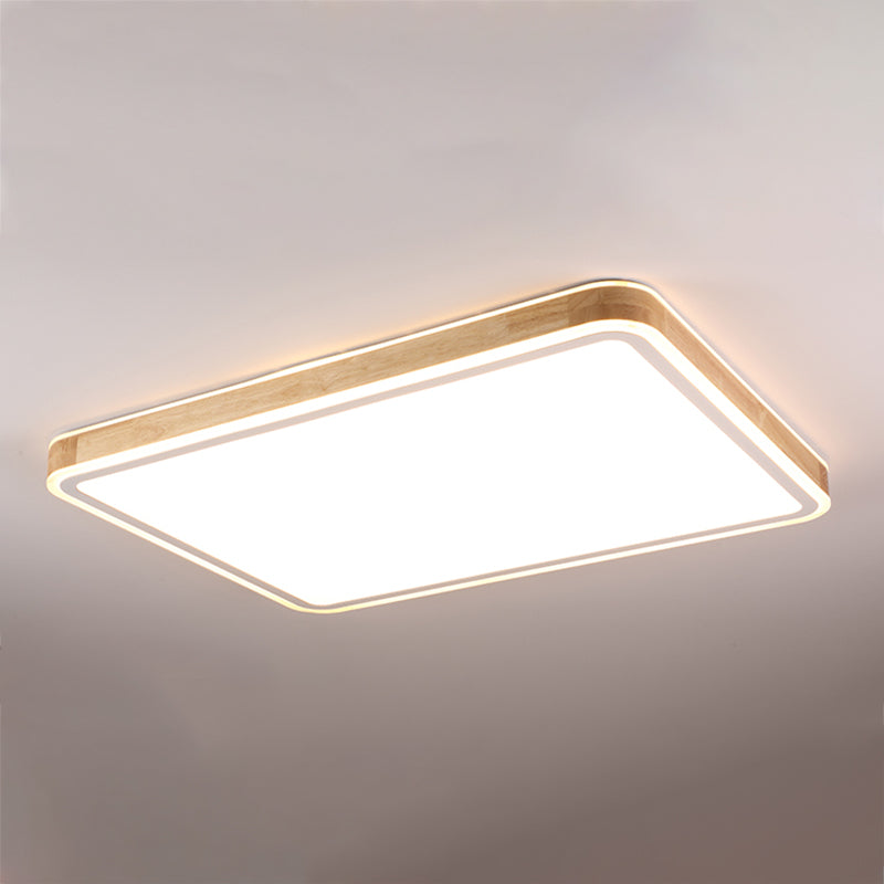 Geometry Shape LED Ceiling Lamp Modern Wood 1 Light Flush Mount for Study Bedroom