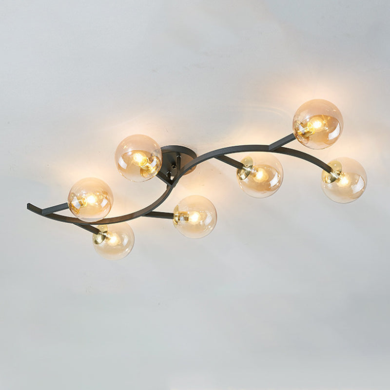 Contemporary Sphere Flush Light Fixture Glass Flush Mount Ceiling Light