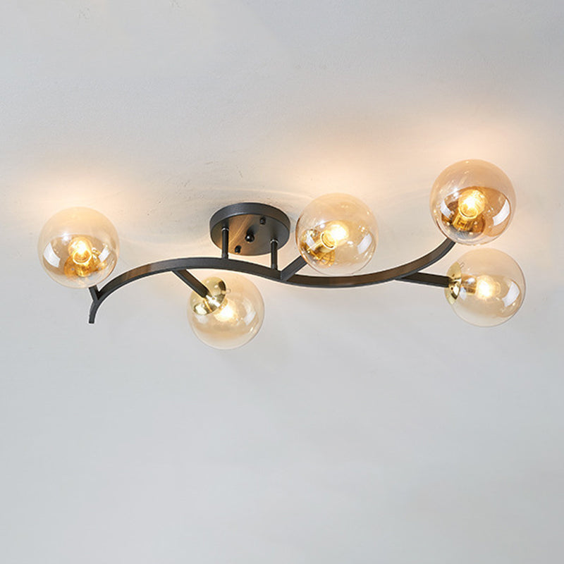 Contemporary Sphere Flush Light Fixture Glass Flush Mount Ceiling Light