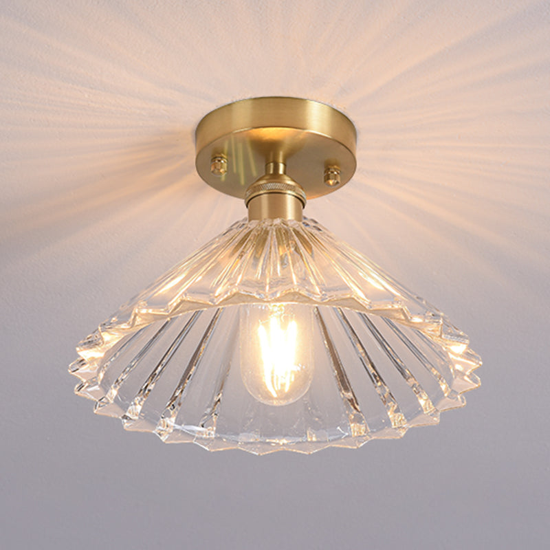 Shaded Glass Semi Flush Mount Light Fixture Nordic Style Brass Semi Flush Light Fixture