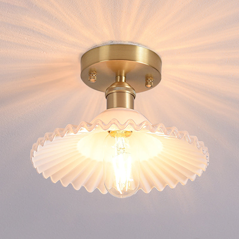 Shaded Glass Semi Flush Mount Light Fixture Nordic Style Brass Semi Flush Light Fixture