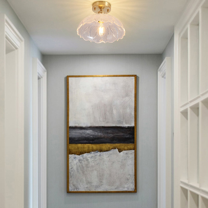 Shaded Glass Semi Flush Mount Light Fixture Nordic Style Brass Semi Flush Light Fixture