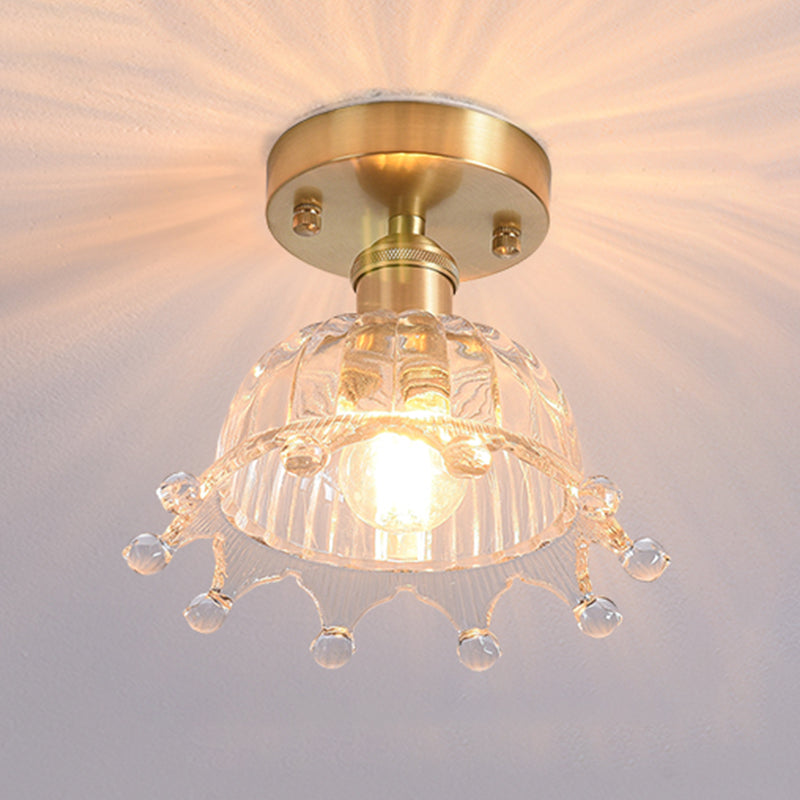 Shaded Glass Semi Flush Mount Light Fixture Nordic Style Brass Semi Flush Light Fixture