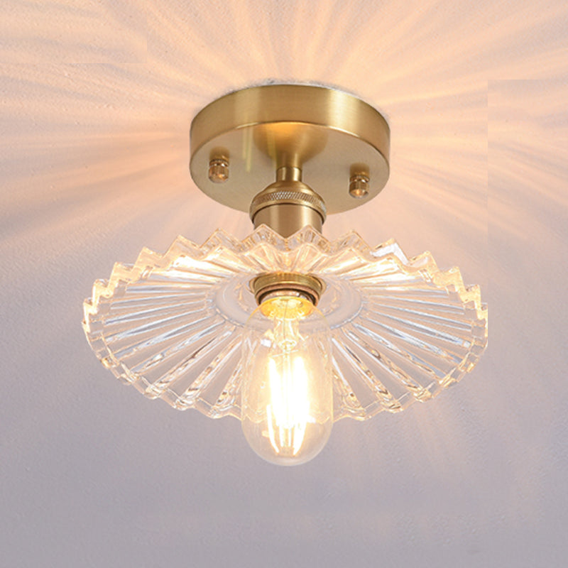 Shaded Glass Semi Flush Mount Light Fixture Nordic Style Brass Semi Flush Light Fixture