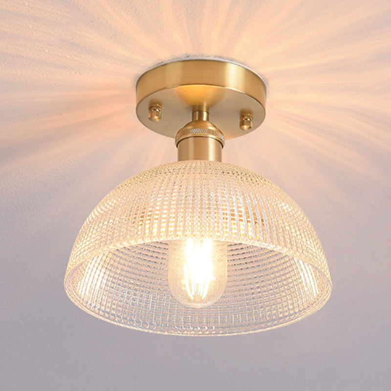 Shaded Glass Semi Flush Mount Light Fixture Nordic Style Brass Semi Flush Light Fixture