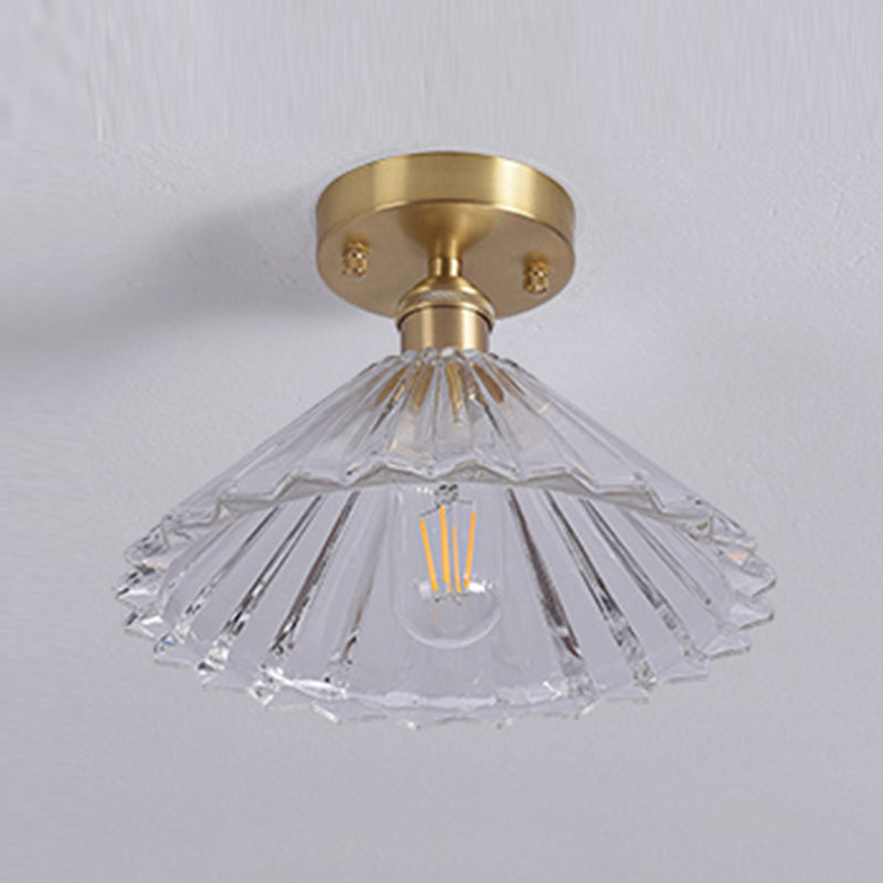 Shaded Glass Semi Flush Mount Light Fixture Nordic Style Brass Semi Flush Light Fixture