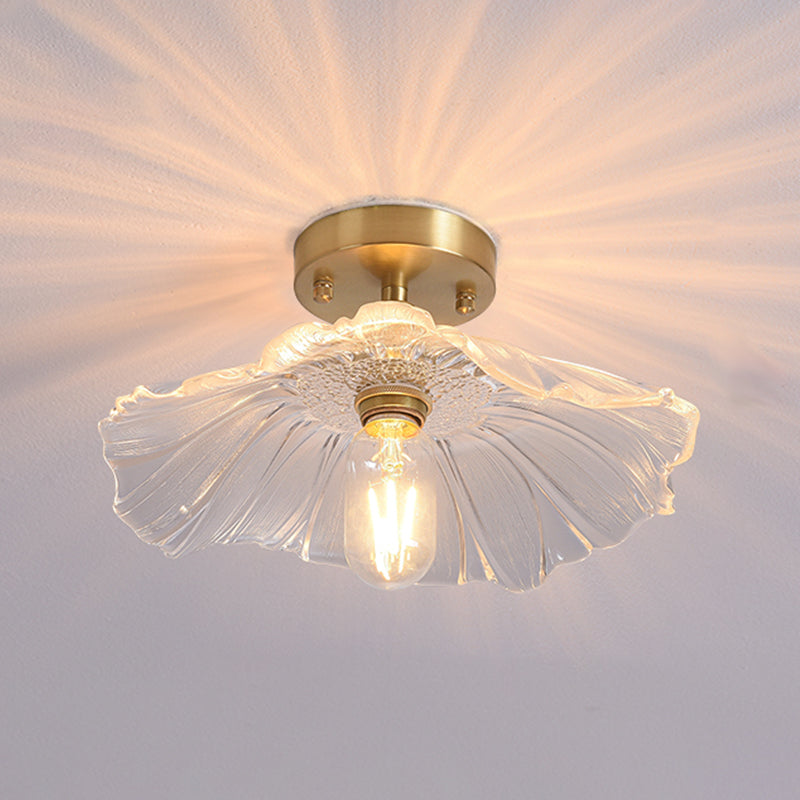 Shaded Glass Semi Flush Mount Light Fixture Nordic Style Brass Semi Flush Light Fixture