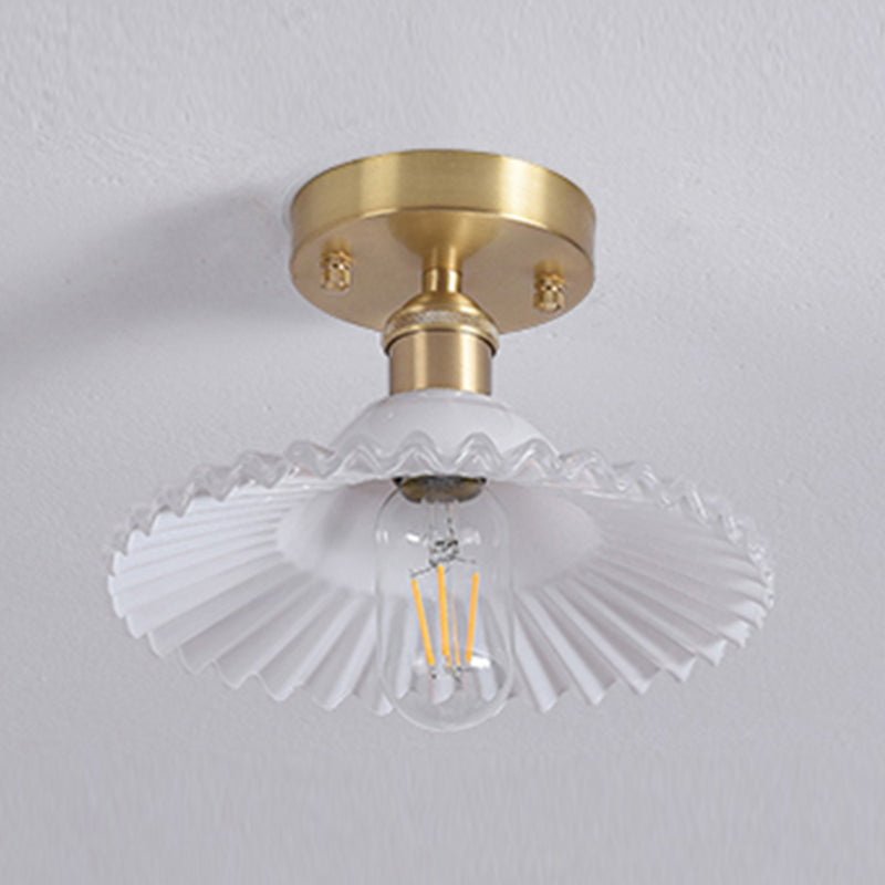 Shaded Glass Semi Flush Mount Light Fixture Nordic Style Brass Semi Flush Light Fixture