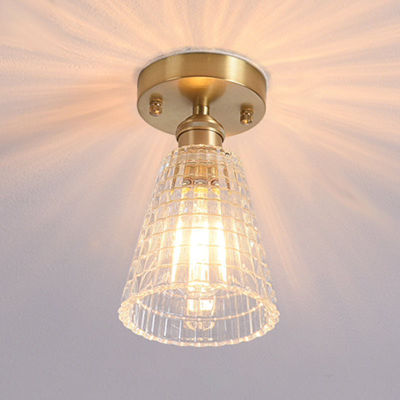 Shaded Glass Semi Flush Mount Light Fixture Nordic Style Brass Semi Flush Light Fixture