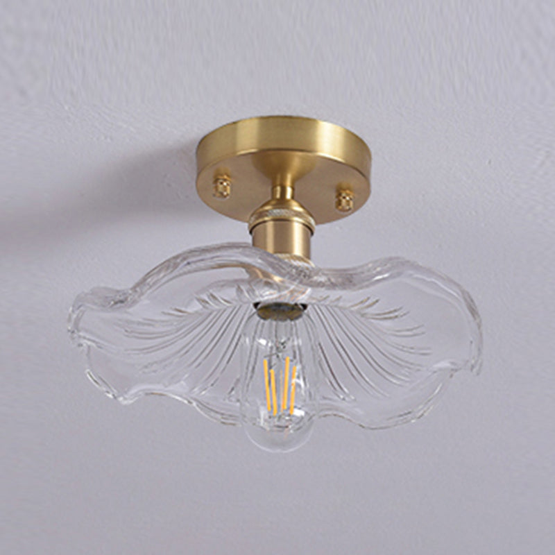 Shaded Glass Semi Flush Mount Light Fixture Nordic Style Brass Semi Flush Light Fixture