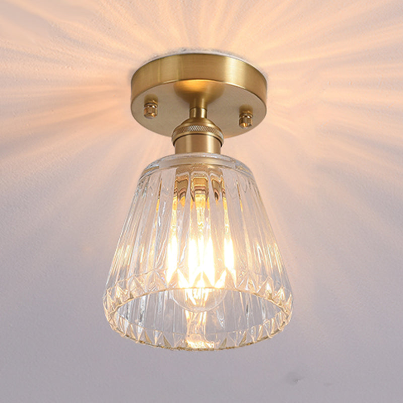 Shaded Glass Semi Flush Mount Light Fixture Nordic Style Brass Semi Flush Light Fixture