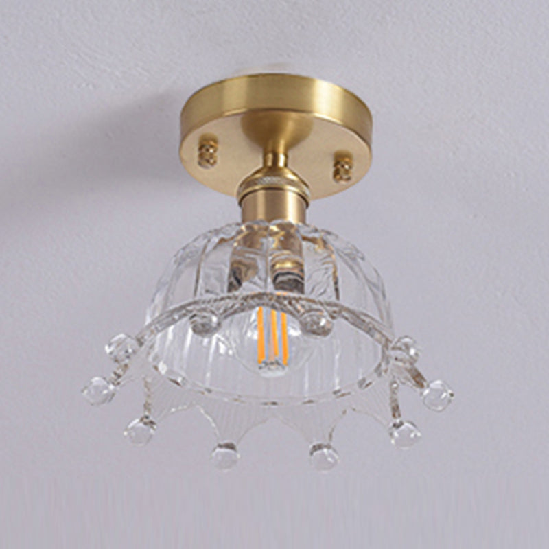 Shaded Glass Semi Flush Mount Light Fixture Nordic Style Brass Semi Flush Light Fixture