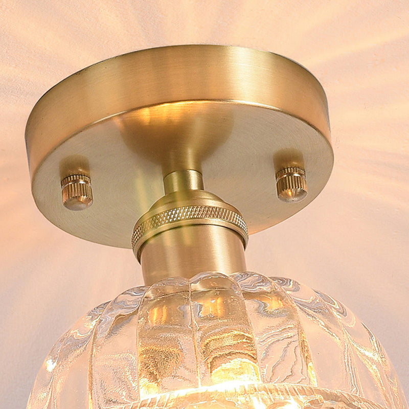 Shaded Glass Semi Flush Mount Light Fixture Nordic Style Brass Semi Flush Light Fixture