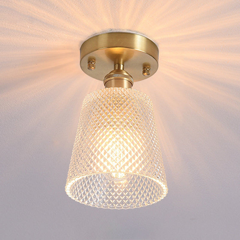 Shaded Glass Semi Flush Mount Light Fixture Nordic Style Brass Semi Flush Light Fixture