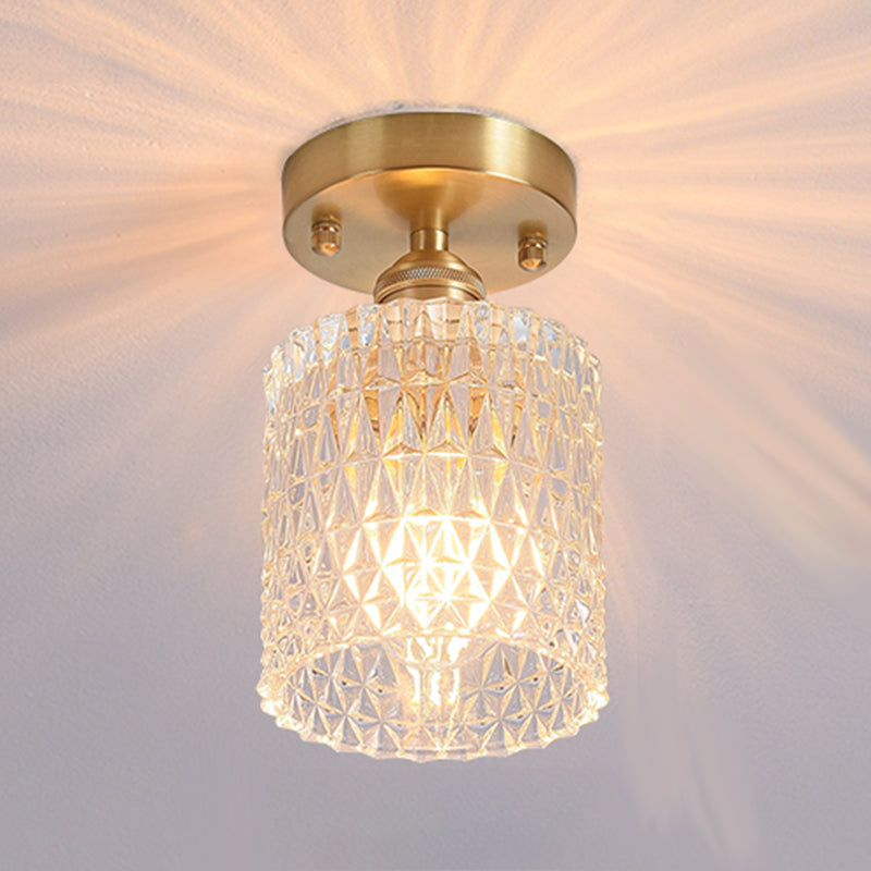 Shaded Glass Semi Flush Mount Light Fixture Nordic Style Brass Semi Flush Light Fixture