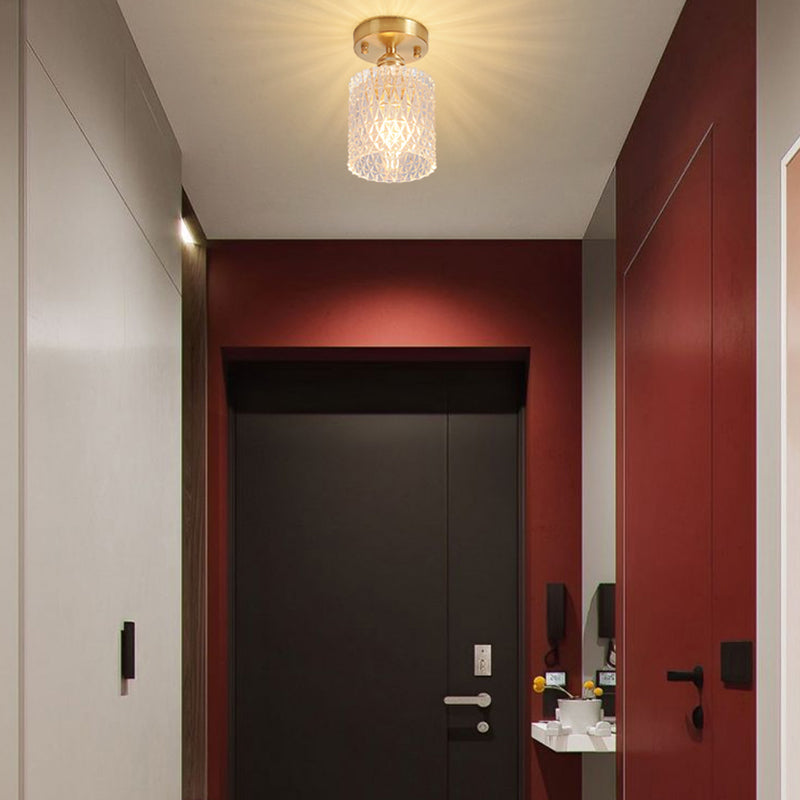 Shaded Glass Semi Flush Mount Light Fixture Nordic Style Brass Semi Flush Light Fixture