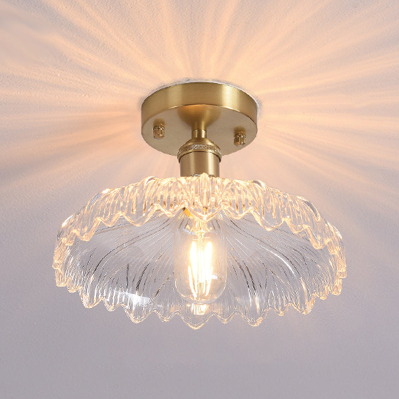 Shaded Glass Semi Flush Mount Light Fixture Nordic Style Brass Semi Flush Light Fixture