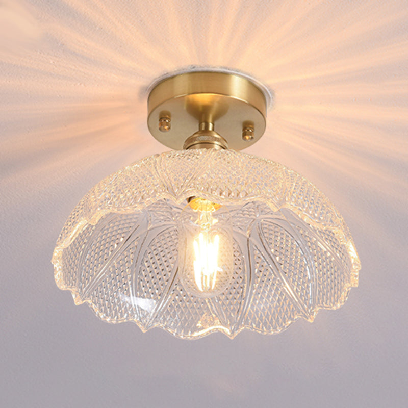Shaded Glass Semi Flush Mount Light Fixture Nordic Style Brass Semi Flush Light Fixture