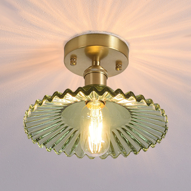 Shaded Glass Semi Flush Mount Light Fixture Nordic Style Brass Semi Flush Light Fixture