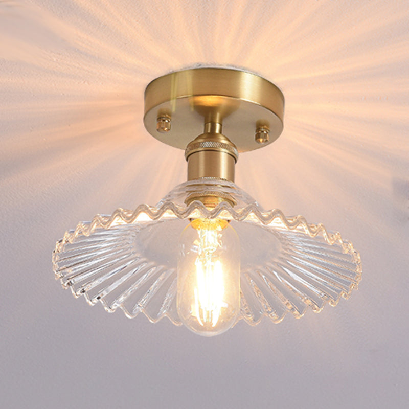 Shaded Glass Semi Flush Mount Light Fixture Nordic Style Brass Semi Flush Light Fixture