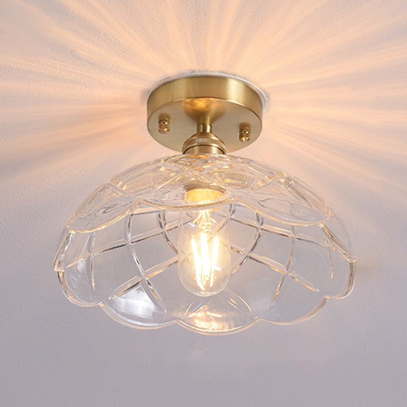 Shaded Glass Semi Flush Mount Light Fixture Nordic Style Brass Semi Flush Light Fixture