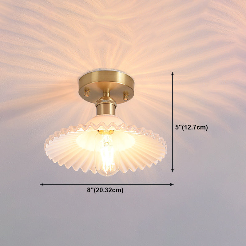 Shaded Glass Semi Flush Mount Light Fixture Nordic Style Brass Semi Flush Light Fixture
