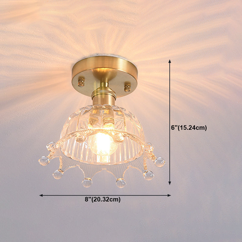 Shaded Glass Semi Flush Mount Light Fixture Nordic Style Brass Semi Flush Light Fixture