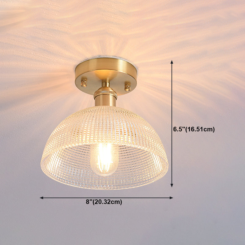 Shaded Glass Semi Flush Mount Light Fixture Nordic Style Brass Semi Flush Light Fixture