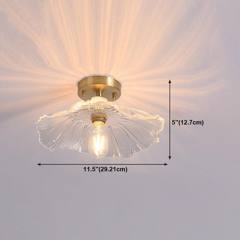 Shaded Glass Semi Flush Mount Light Fixture Nordic Style Brass Semi Flush Light Fixture