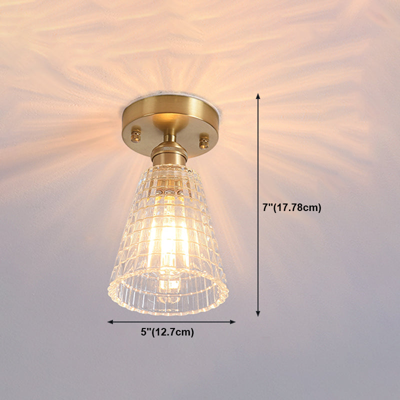 Shaded Glass Semi Flush Mount Light Fixture Nordic Style Brass Semi Flush Light Fixture