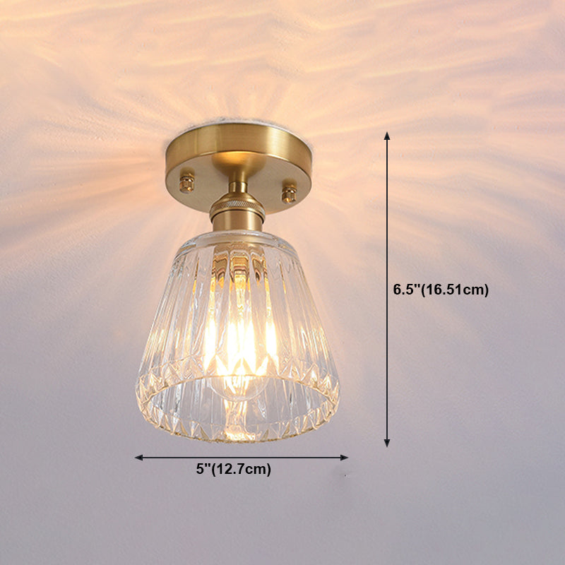 Shaded Glass Semi Flush Mount Light Fixture Nordic Style Brass Semi Flush Light Fixture