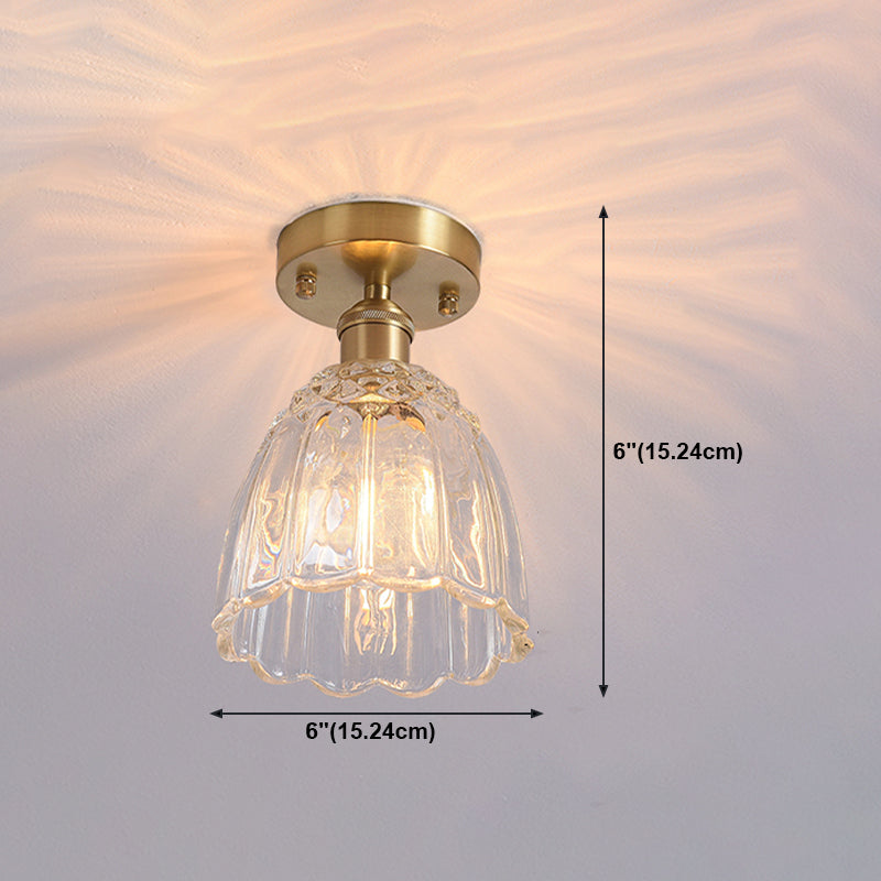 Shaded Glass Semi Flush Mount Light Fixture Nordic Style Brass Semi Flush Light Fixture