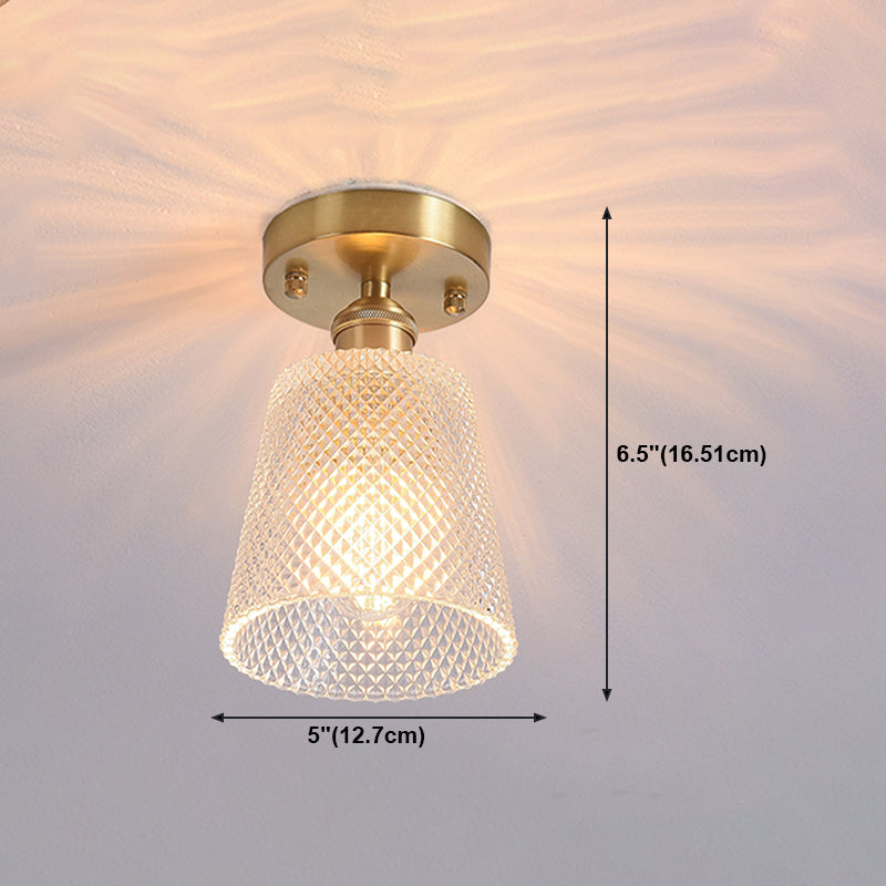Shaded Glass Semi Flush Mount Light Fixture Nordic Style Brass Semi Flush Light Fixture